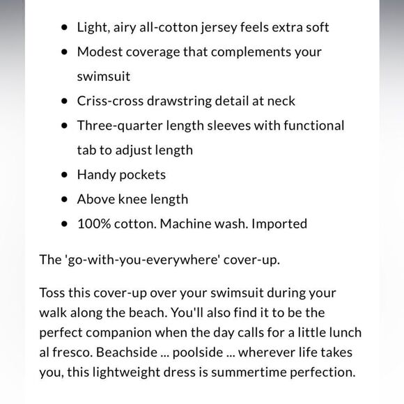 Land’s End light swimsuit cover-up V -neck crisscross drawstring black large - Picture 4 of 5